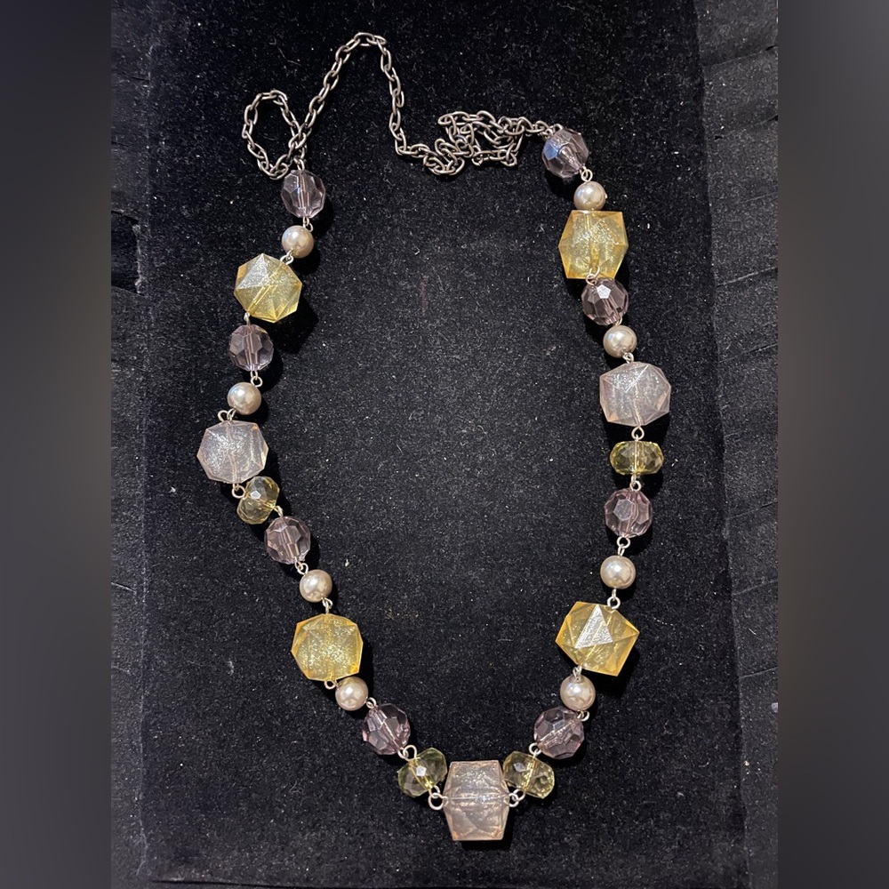 Elegant Gold and Silver Beaded Necklace 35”